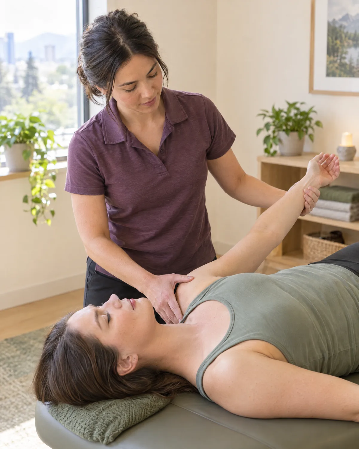 Therapist-assisted shoulder stretch