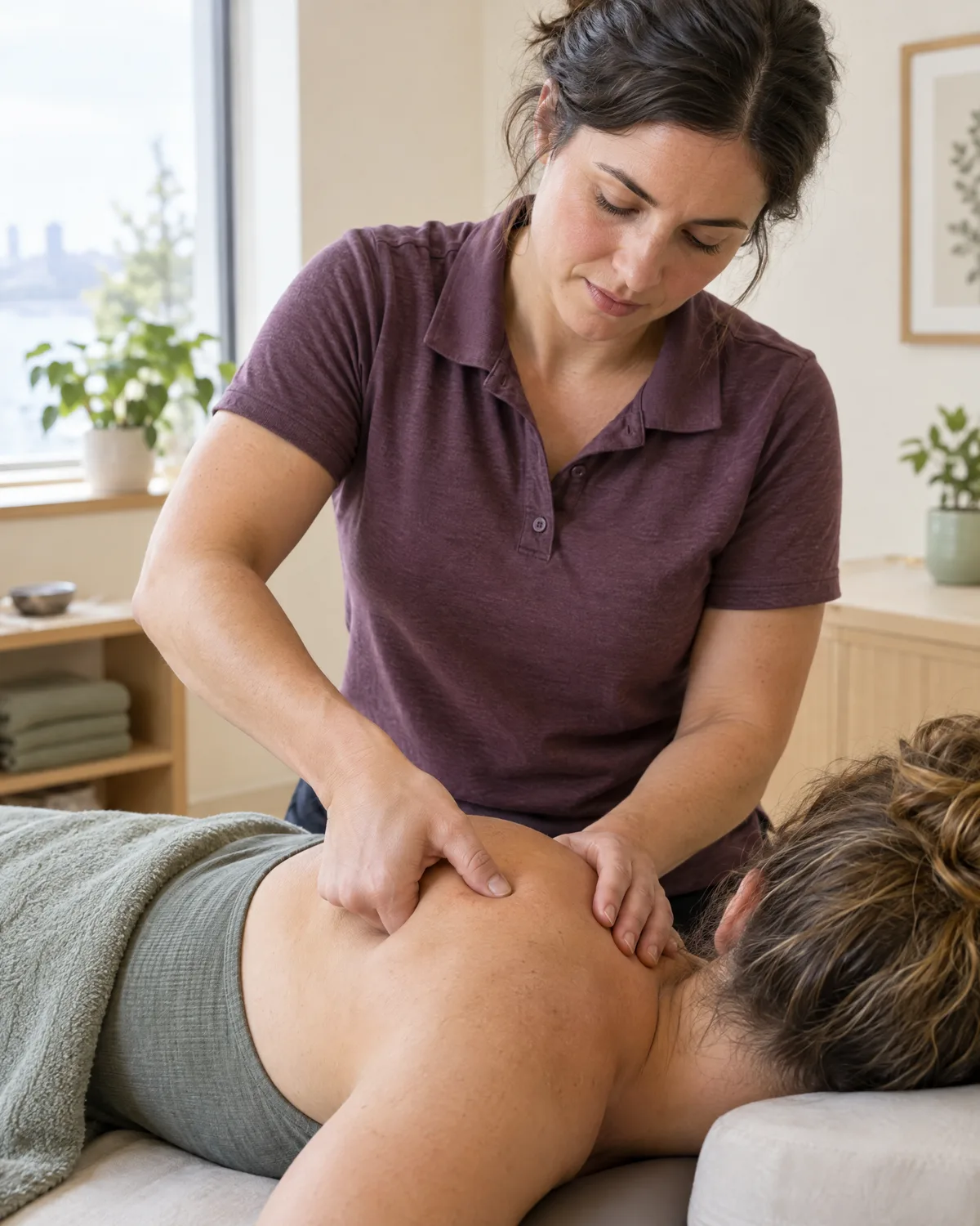 Trigger point therapy on the shoulder